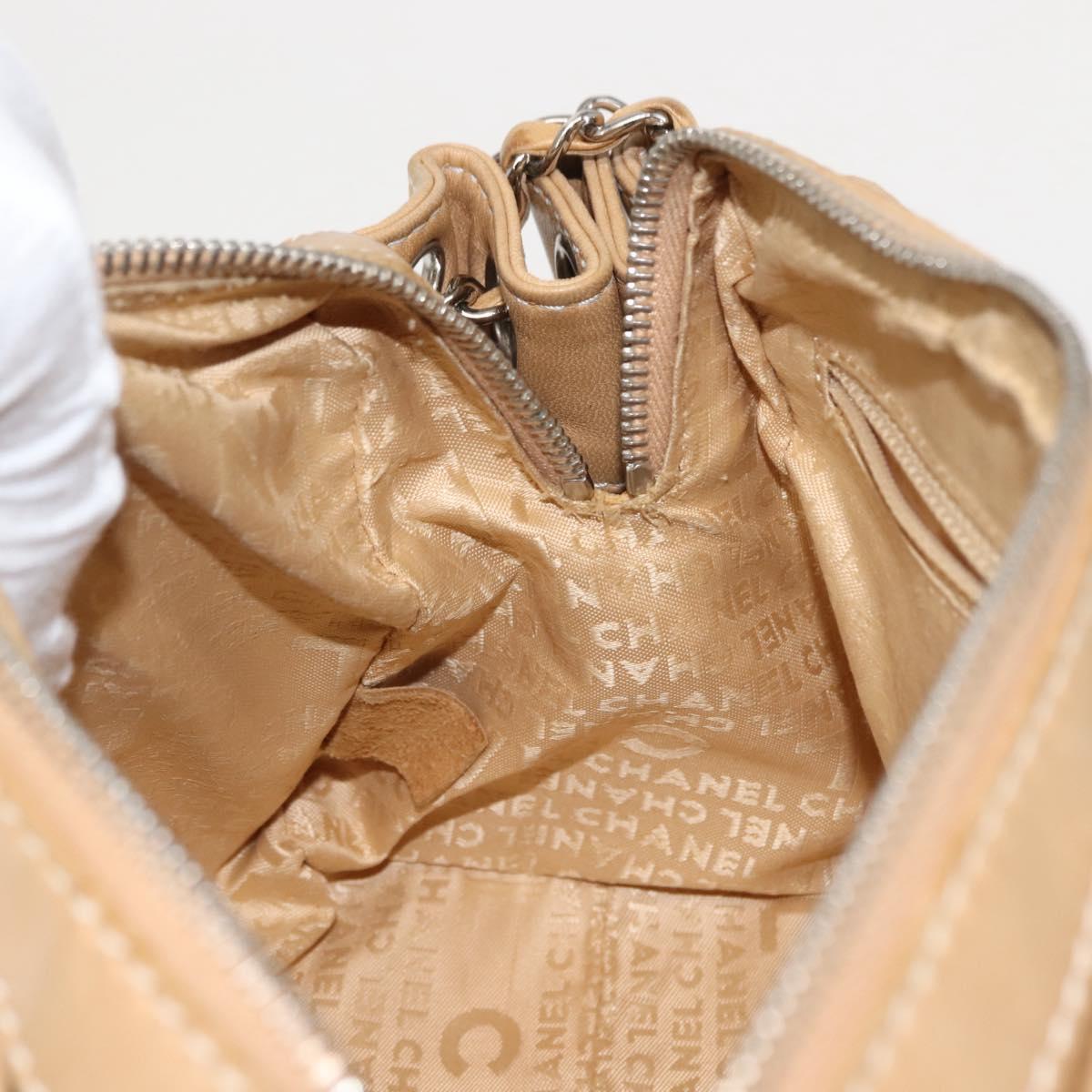 CHANEL Shoulder Bag Lamb Skin Beige CC Auth BA6860