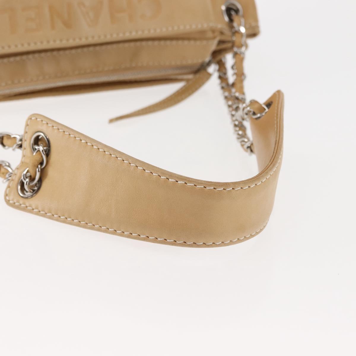 CHANEL Shoulder Bag Lamb Skin Beige CC Auth BA6860