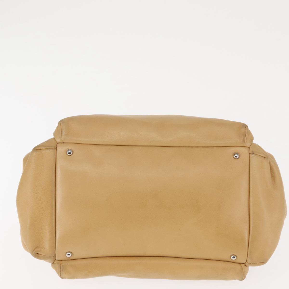 CHANEL Shoulder Bag Lamb Skin Beige CC Auth BA6860