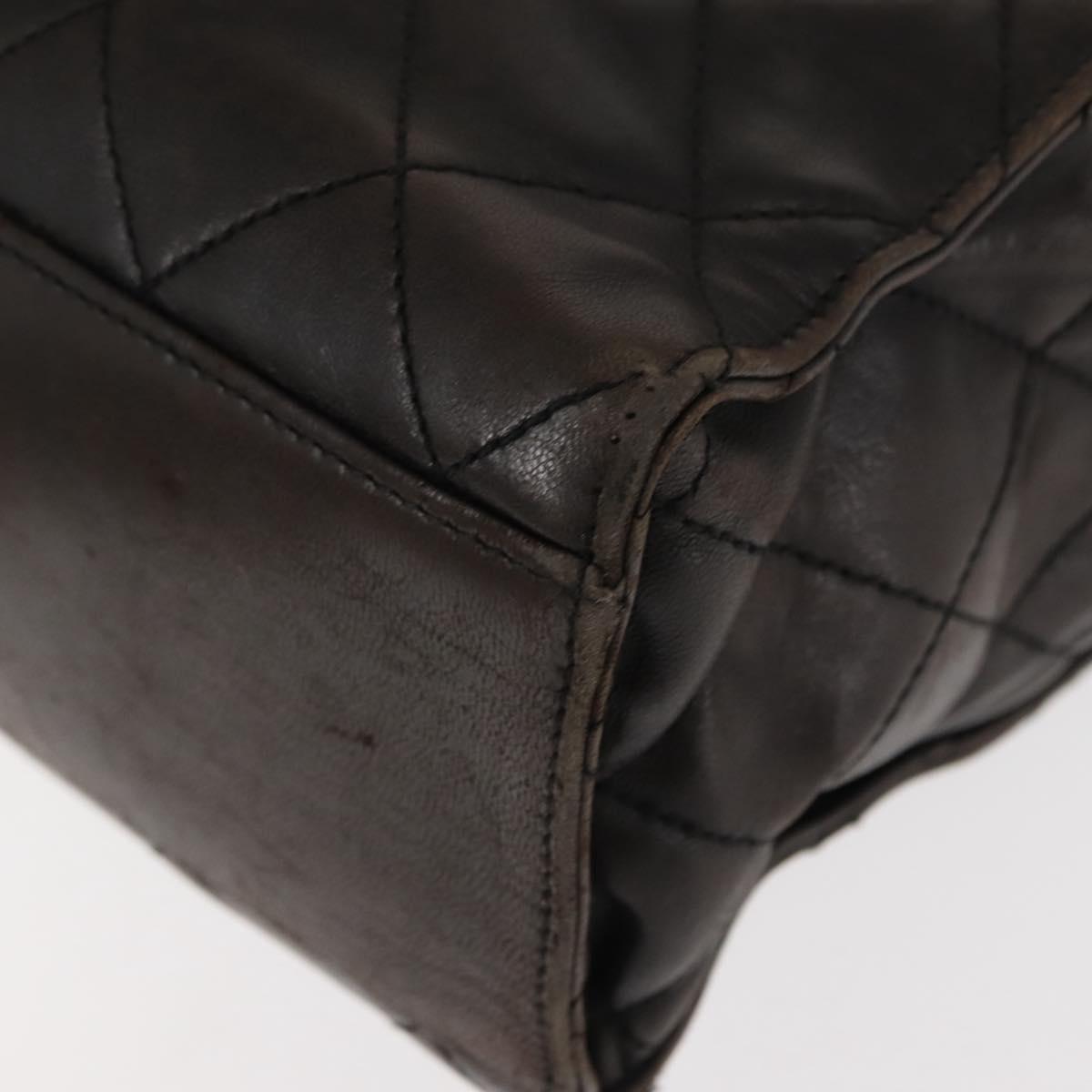 CHANEL Matelasse Tote Bag Lamb Skin Brown Gold CC Auth BA6861