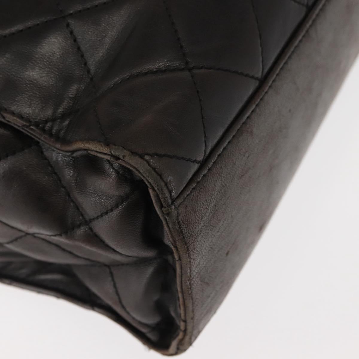 CHANEL Matelasse Tote Bag Lamb Skin Brown Gold CC Auth BA6861