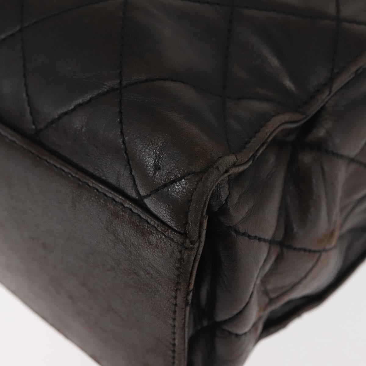CHANEL Matelasse Tote Bag Lamb Skin Brown Gold CC Auth BA6861