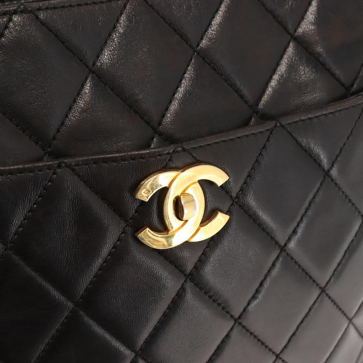 CHANEL Matelasse Tote Bag Lamb Skin Brown Gold CC Auth BA6861