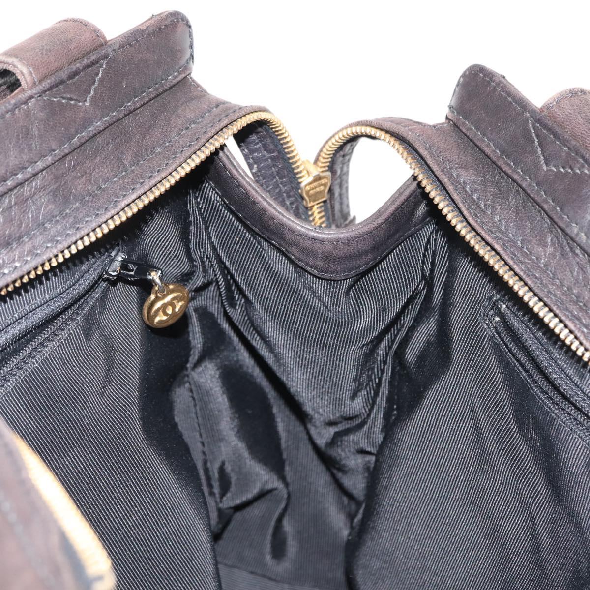 CHANEL Matelasse Tote Bag Lamb Skin Brown Gold CC Auth BA6861
