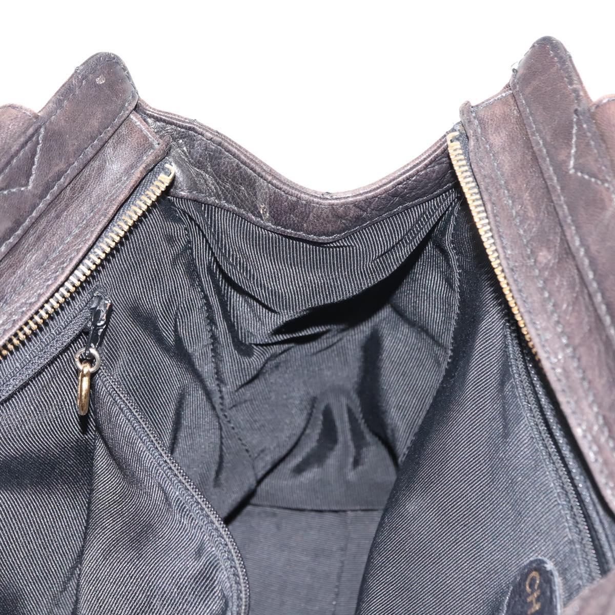 CHANEL Matelasse Tote Bag Lamb Skin Brown Gold CC Auth BA6861