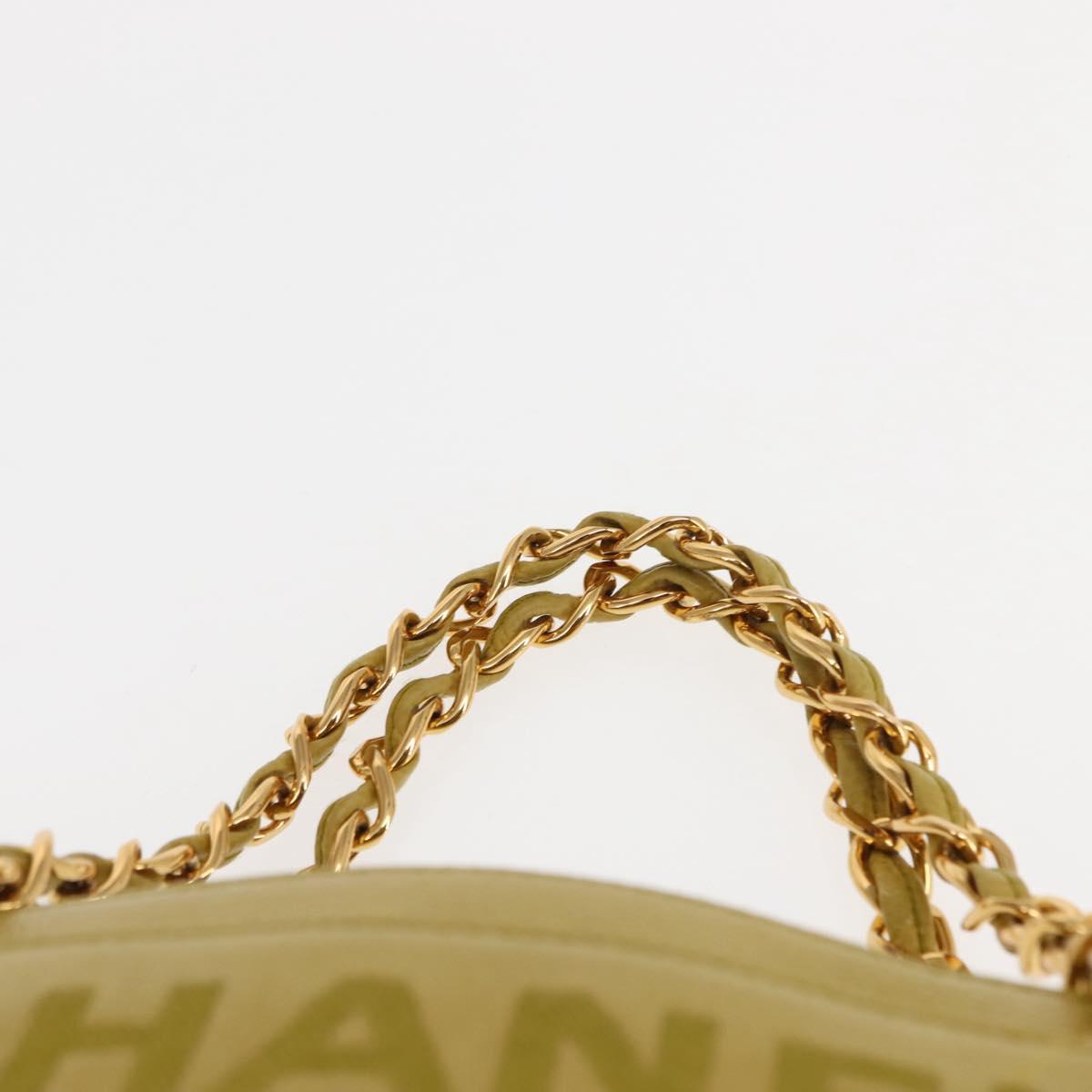 CHANEL Chain Hand Bag Caviar Skin Yellow Gold CC Auth BA6862