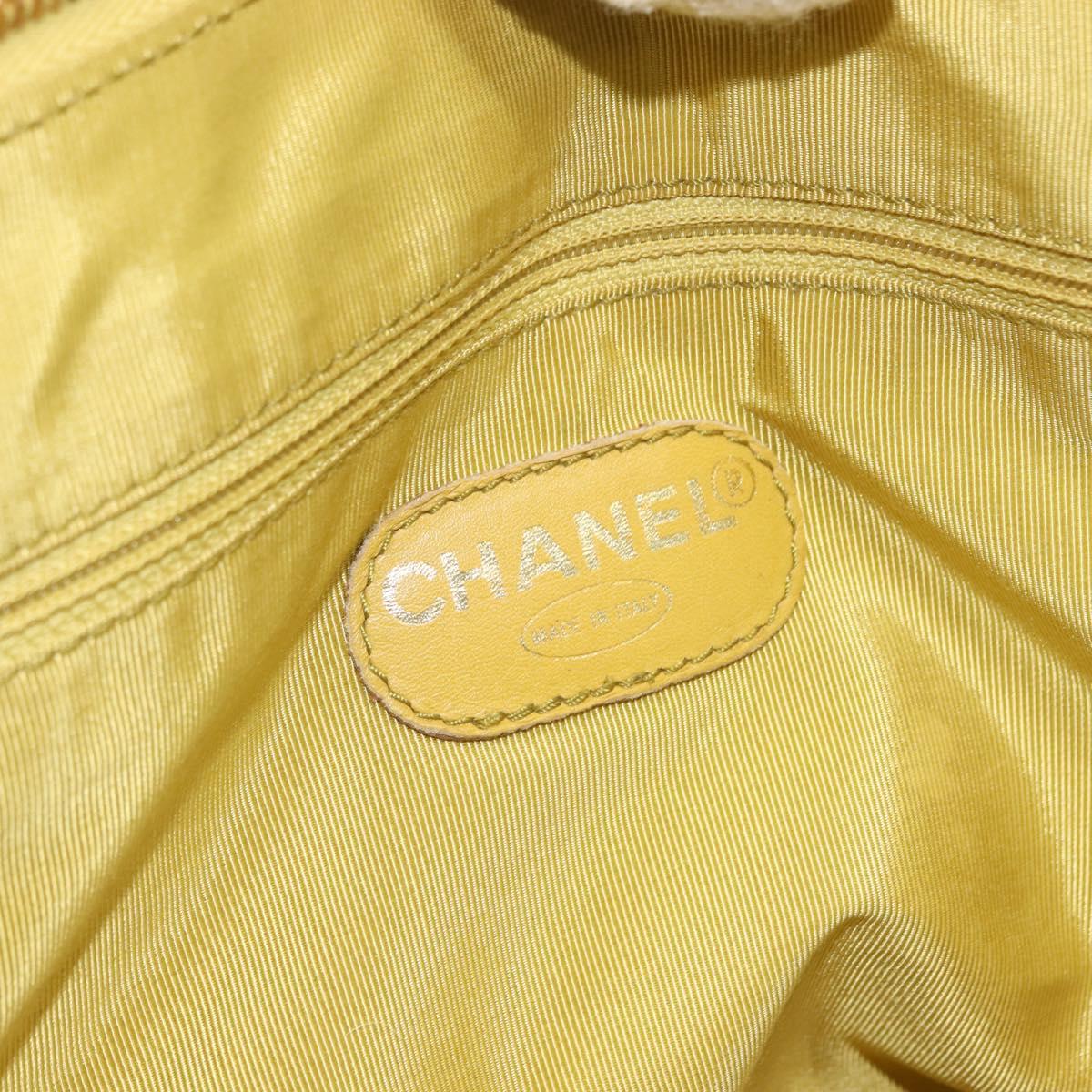 CHANEL Chain Hand Bag Caviar Skin Yellow Gold CC Auth BA6862