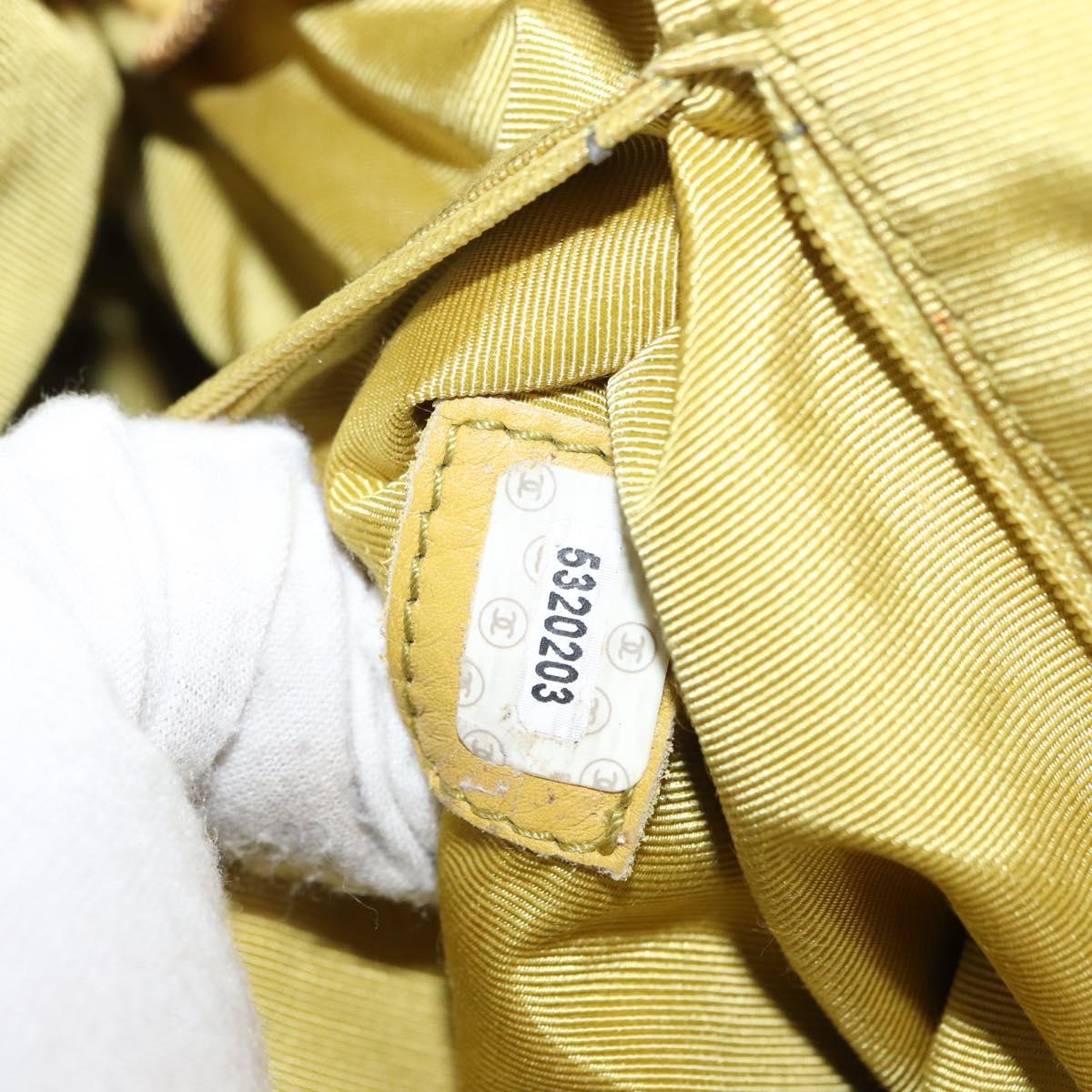 CHANEL Chain Hand Bag Caviar Skin Yellow Gold CC Auth BA6862