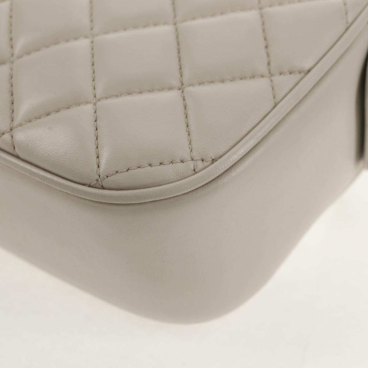 CHANEL Matelasse Chain Shoulder Bag Leather White CC Auth BA6864A