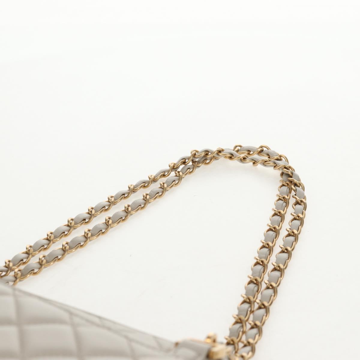 CHANEL Matelasse Chain Shoulder Bag Leather White CC Auth BA6864A