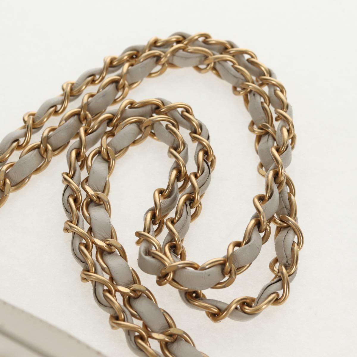 CHANEL Matelasse Chain Shoulder Bag Leather White CC Auth BA6864A