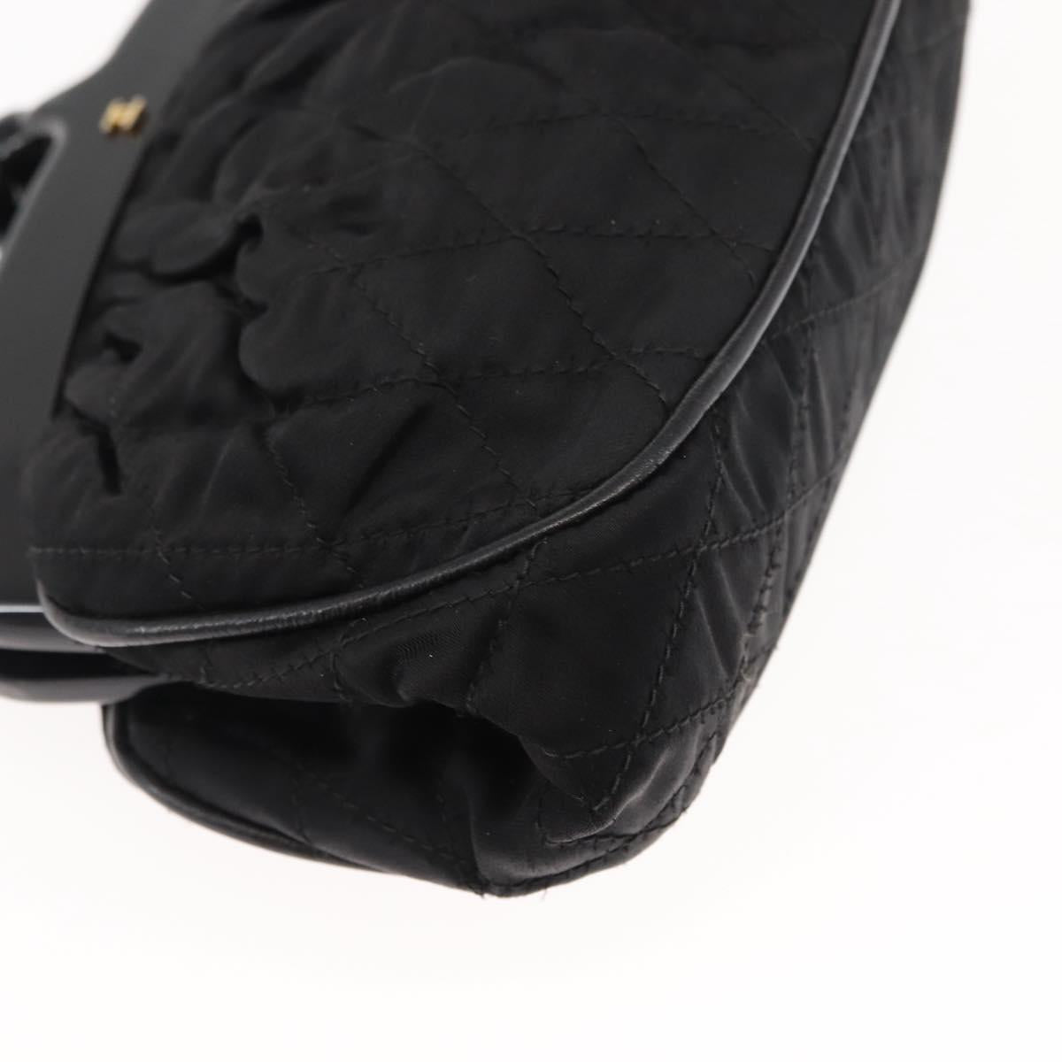 CHANEL Matelasse Chain Shoulder Bag Satin Black Gold CC Auth BA6866