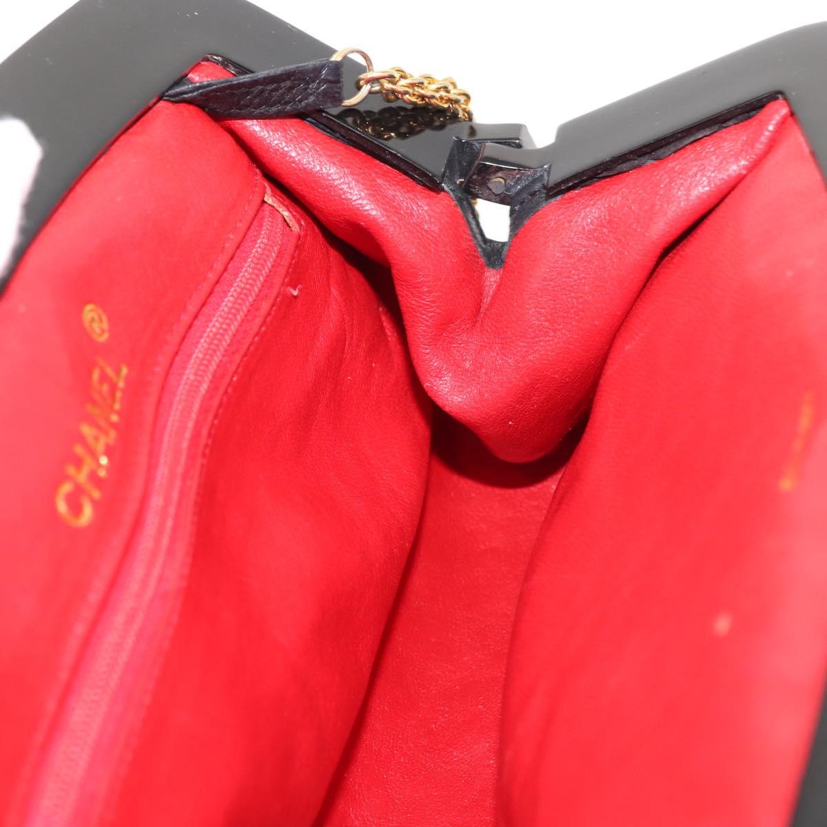 CHANEL Matelasse Chain Shoulder Bag Satin Black Gold CC Auth BA6866