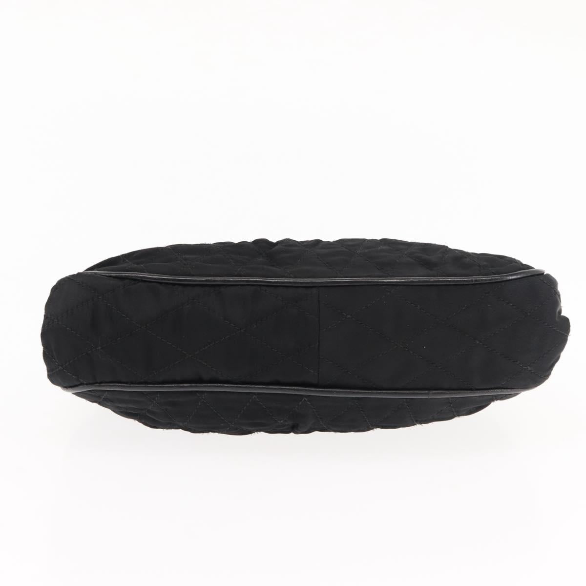 CHANEL Matelasse Chain Shoulder Bag Satin Black Gold CC Auth BA6866