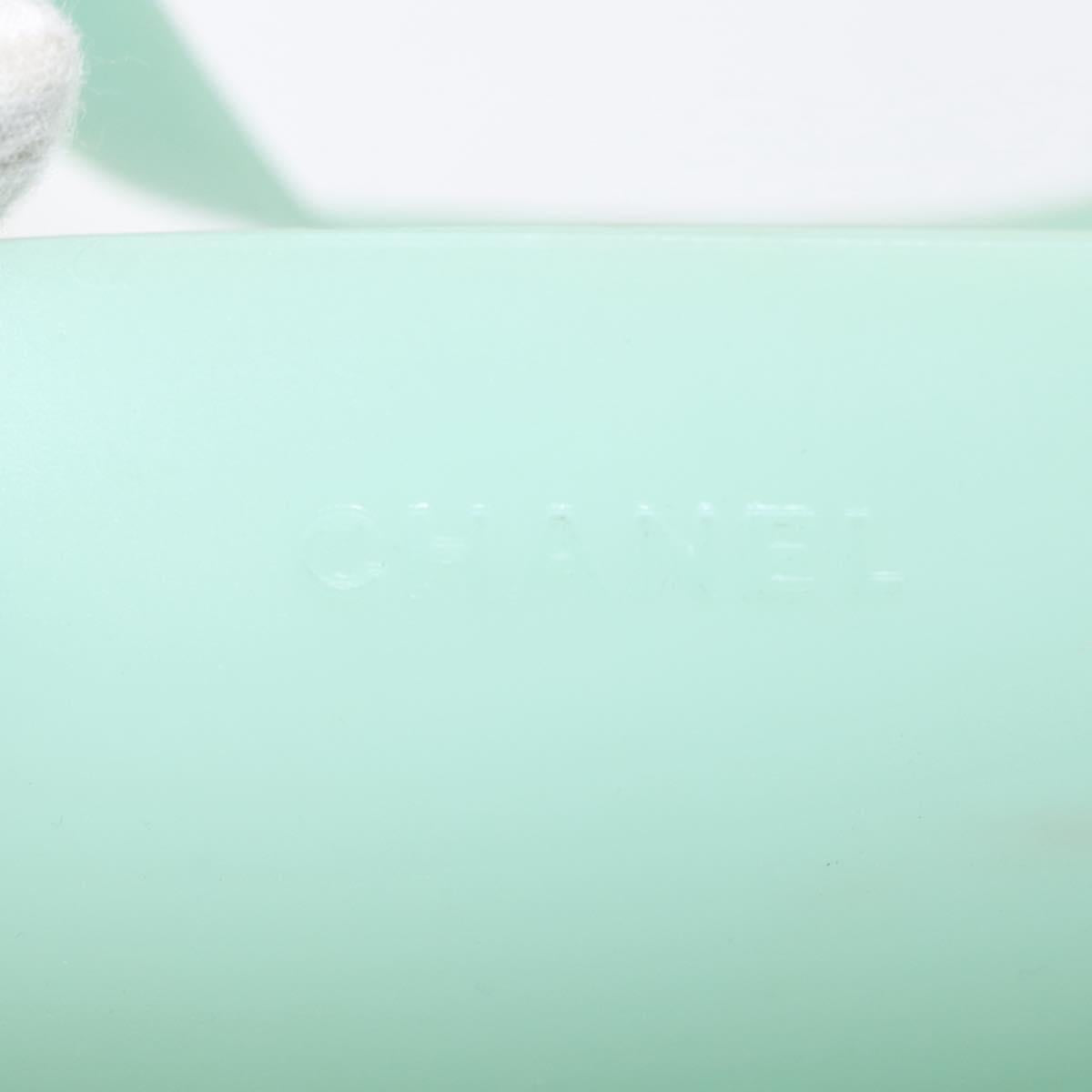 CHANEL Tote Bag rubber Turquoise Blue CC Auth BA6869