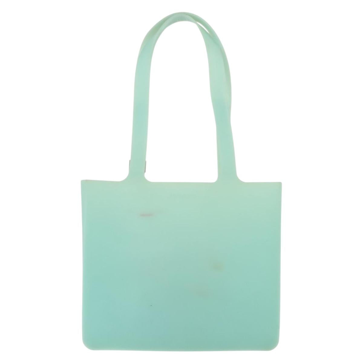 CHANEL Tote Bag rubber Turquoise Blue CC Auth BA6869