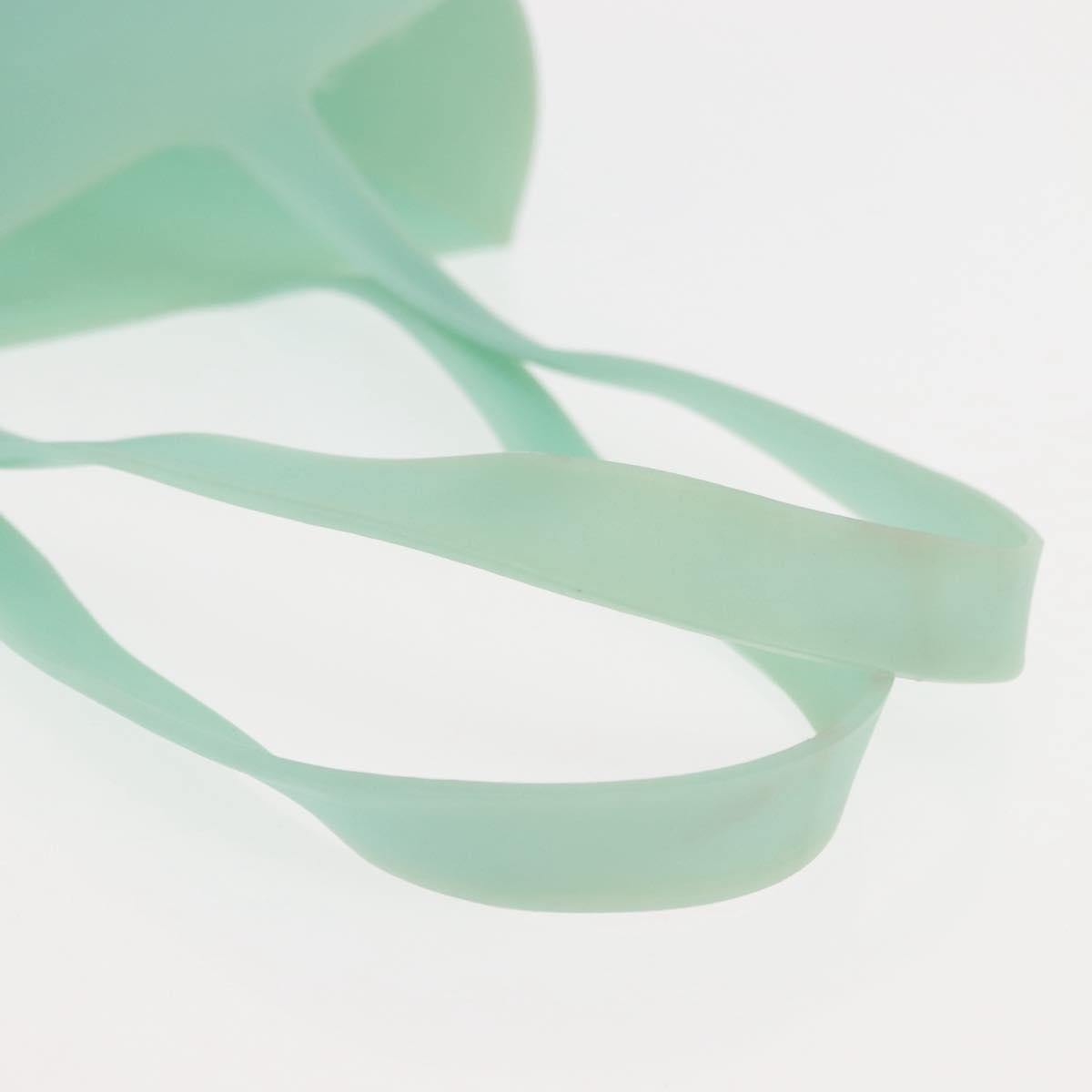 CHANEL Tote Bag rubber Turquoise Blue CC Auth BA6869