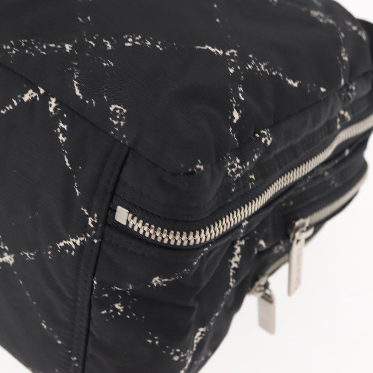 CHANEL Travel Line Mini Boston Bag Nylon Black Silver CC Auth BA6870