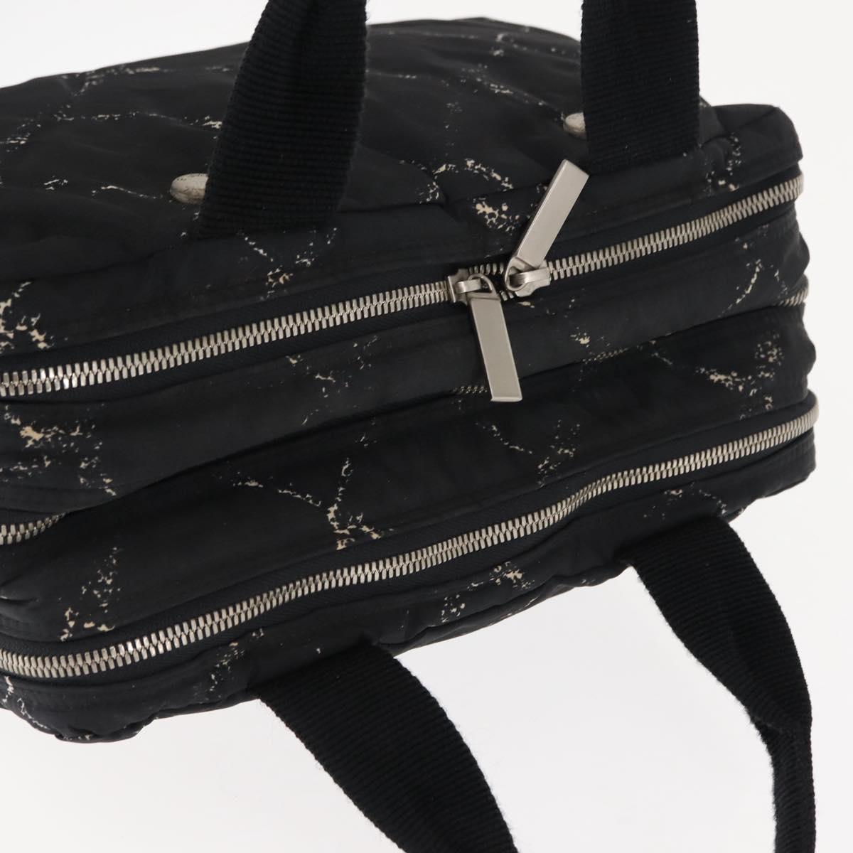 CHANEL Travel Line Mini Boston Bag Nylon Black Silver CC Auth BA6870