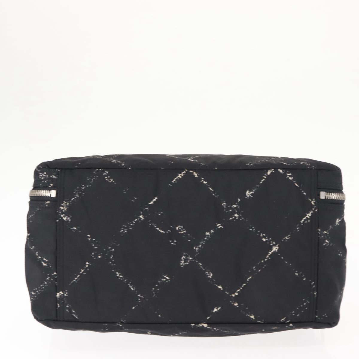 CHANEL Travel Line Mini Boston Bag Nylon Black Silver CC Auth BA6870