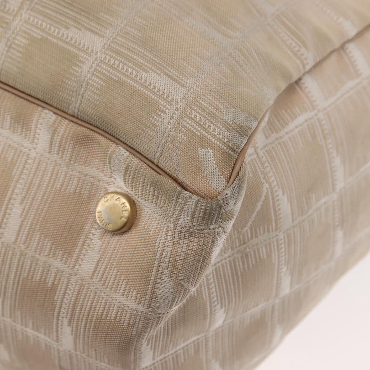 CHANEL New Travel Line Tote Bag Nylon Beige Gold CC Auth BA6872