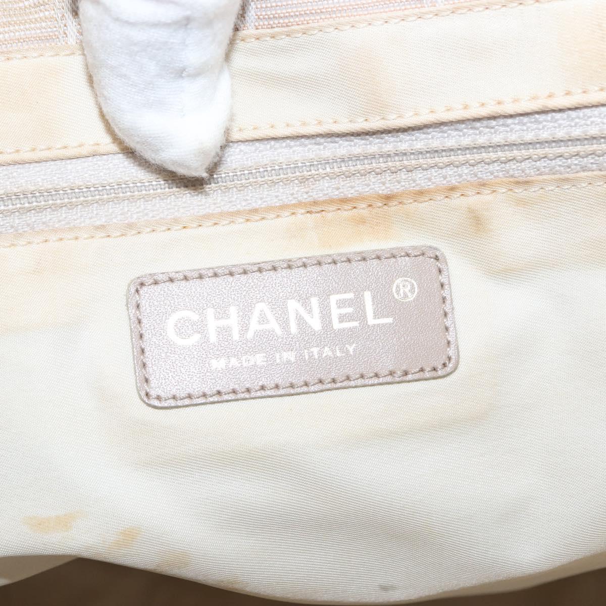 CHANEL New Travel Line Tote Bag Nylon Beige Gold CC Auth BA6872