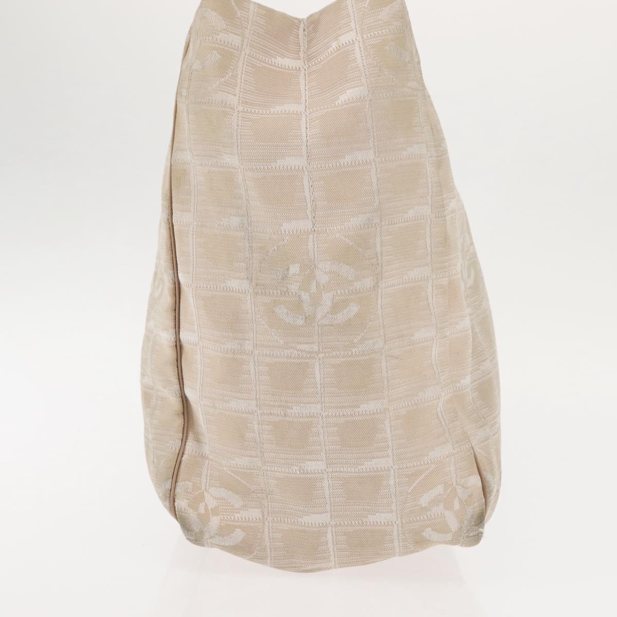 CHANEL New Travel Line Tote Bag Nylon Beige Gold CC Auth BA6872