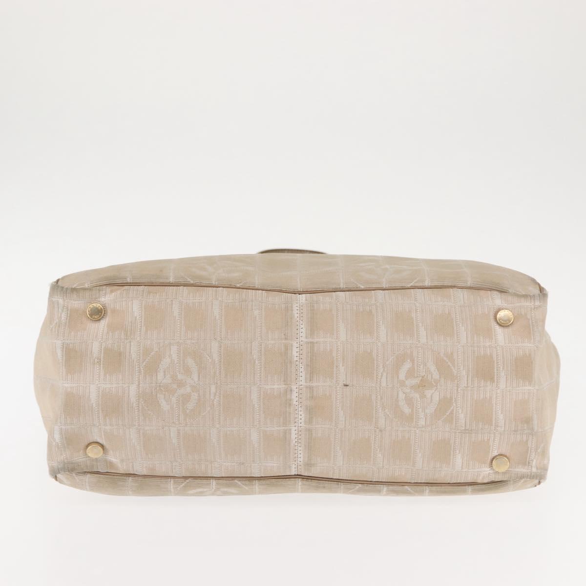 CHANEL New Travel Line Tote Bag Nylon Beige Gold CC Auth BA6872