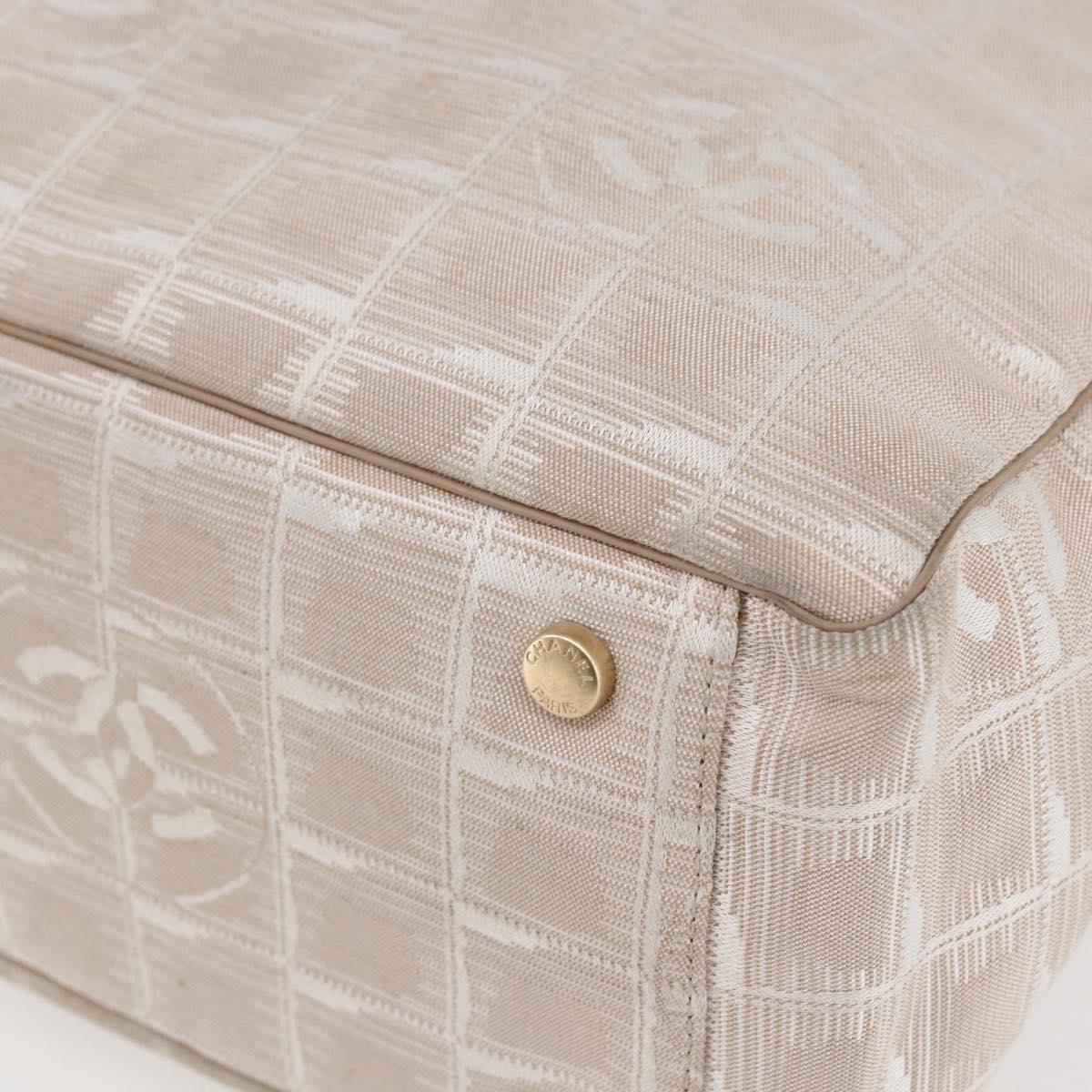 CHANEL New Travel Line Tote Bag Nylon Beige Gold CC Auth BA6873