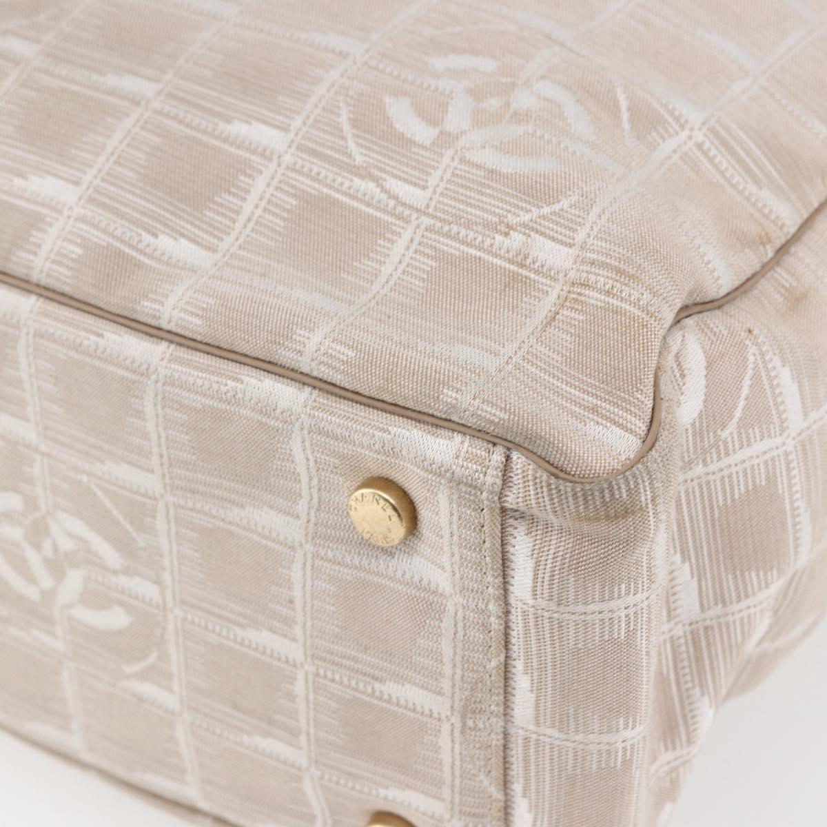 CHANEL New Travel Line Tote Bag Nylon Beige Gold CC Auth BA6873