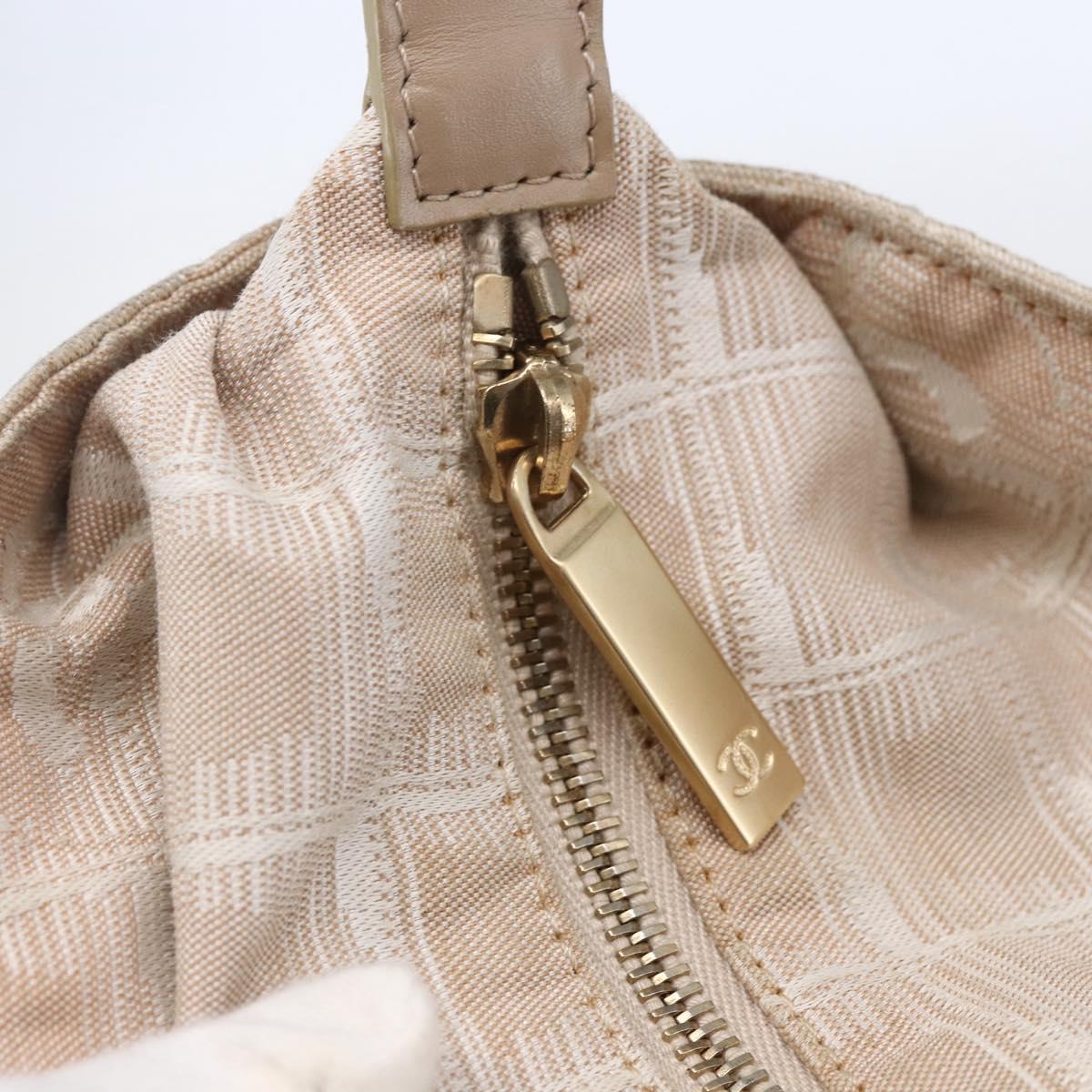 CHANEL New Travel Line Tote Bag Nylon Beige Gold CC Auth BA6873
