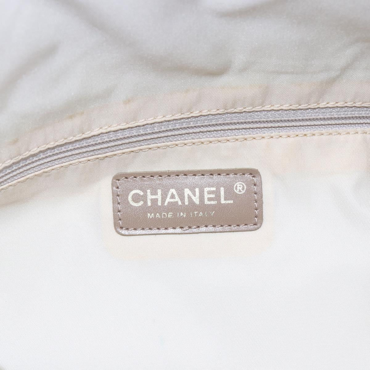 CHANEL New Travel Line Tote Bag Nylon Beige Gold CC Auth BA6873