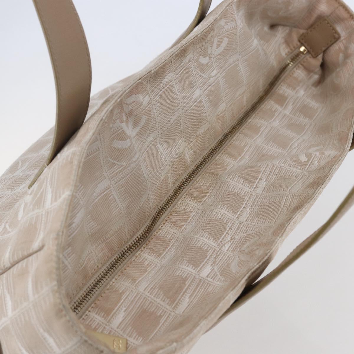 CHANEL New Travel Line Tote Bag Nylon Beige Gold CC Auth BA6873