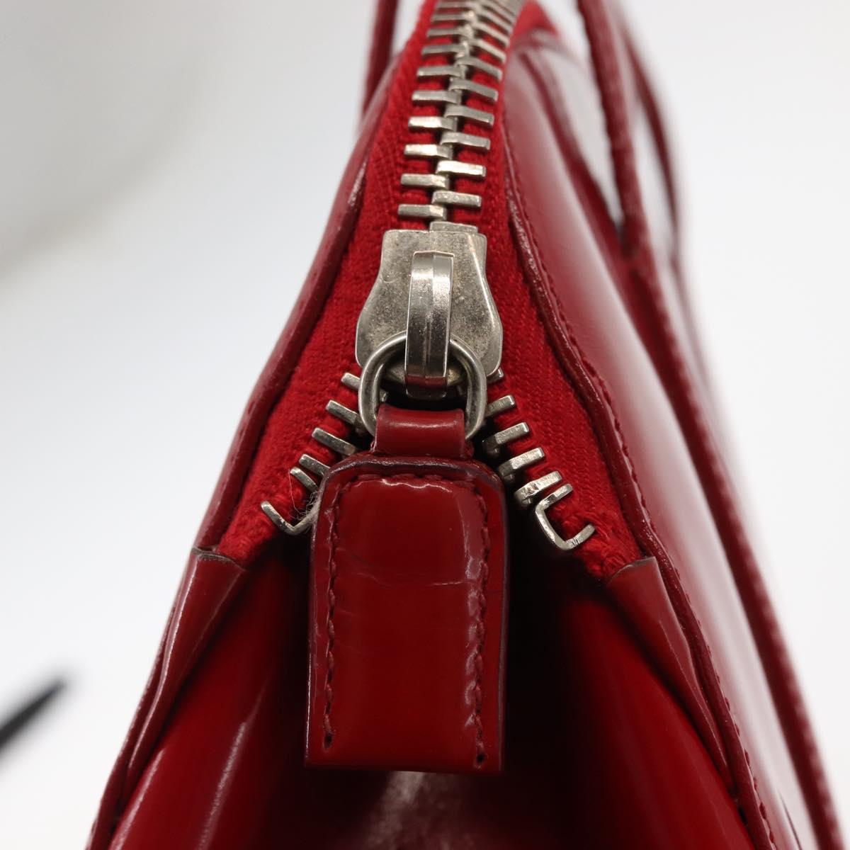 PRADA Hand Bag Enamel Red Silver Auth BA6875