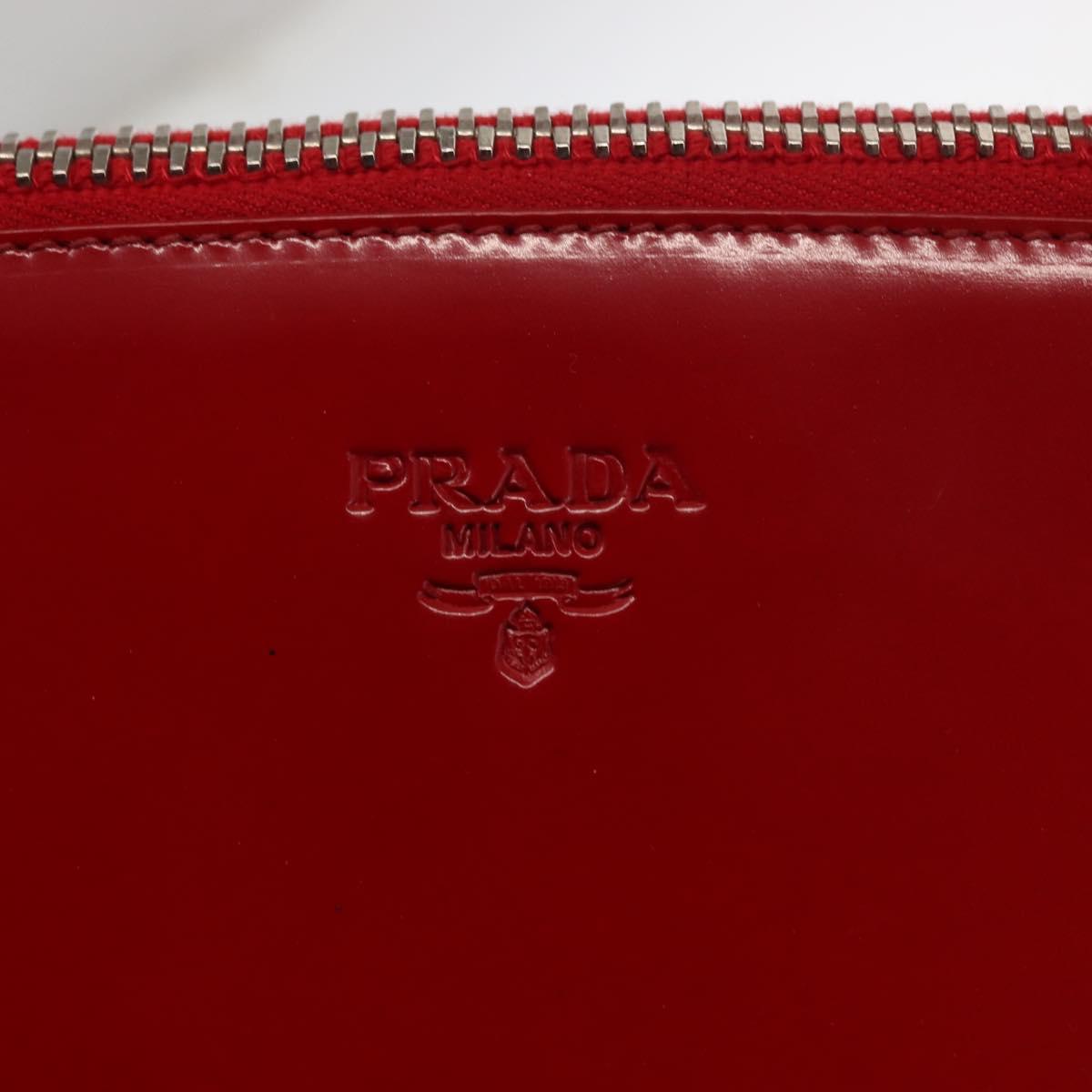 PRADA Hand Bag Enamel Red Silver Auth BA6875
