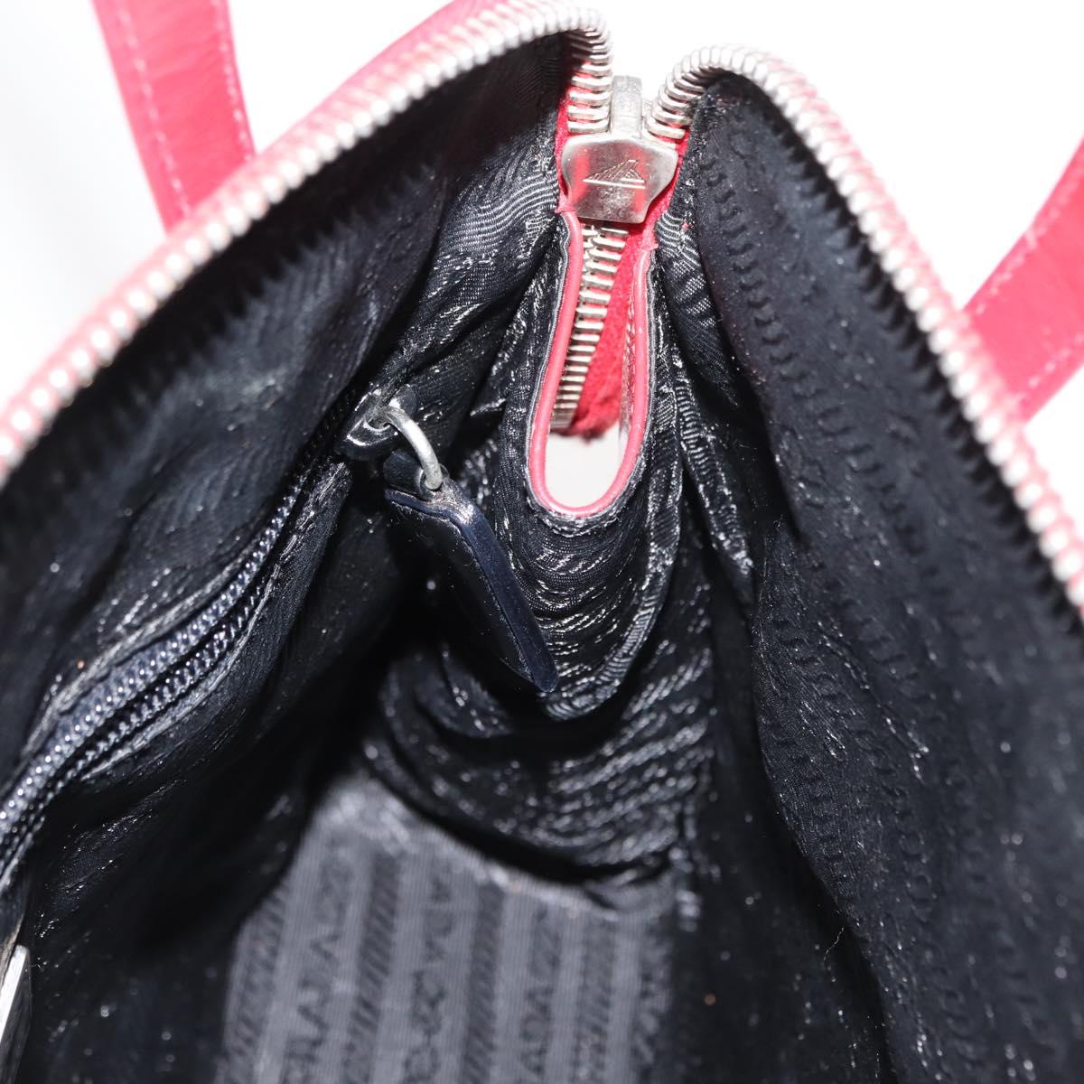 PRADA Hand Bag Enamel Red Silver Auth BA6875