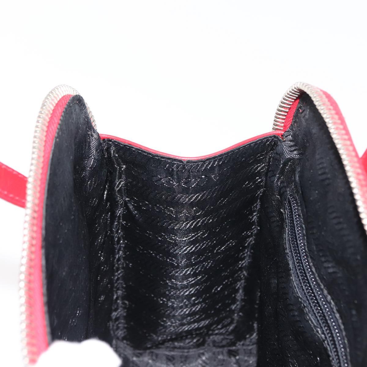 PRADA Hand Bag Enamel Red Silver Auth BA6875