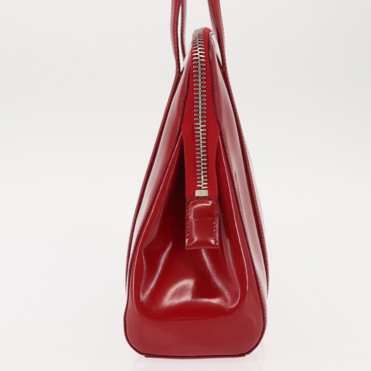 PRADA Hand Bag Enamel Red Silver Auth BA6875
