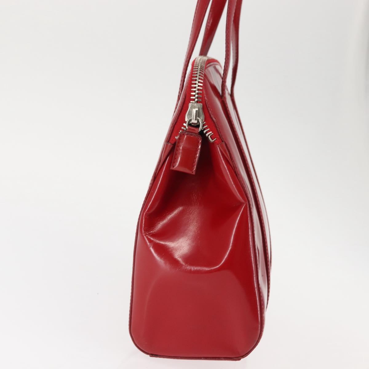 PRADA Hand Bag Enamel Red Silver Auth BA6875