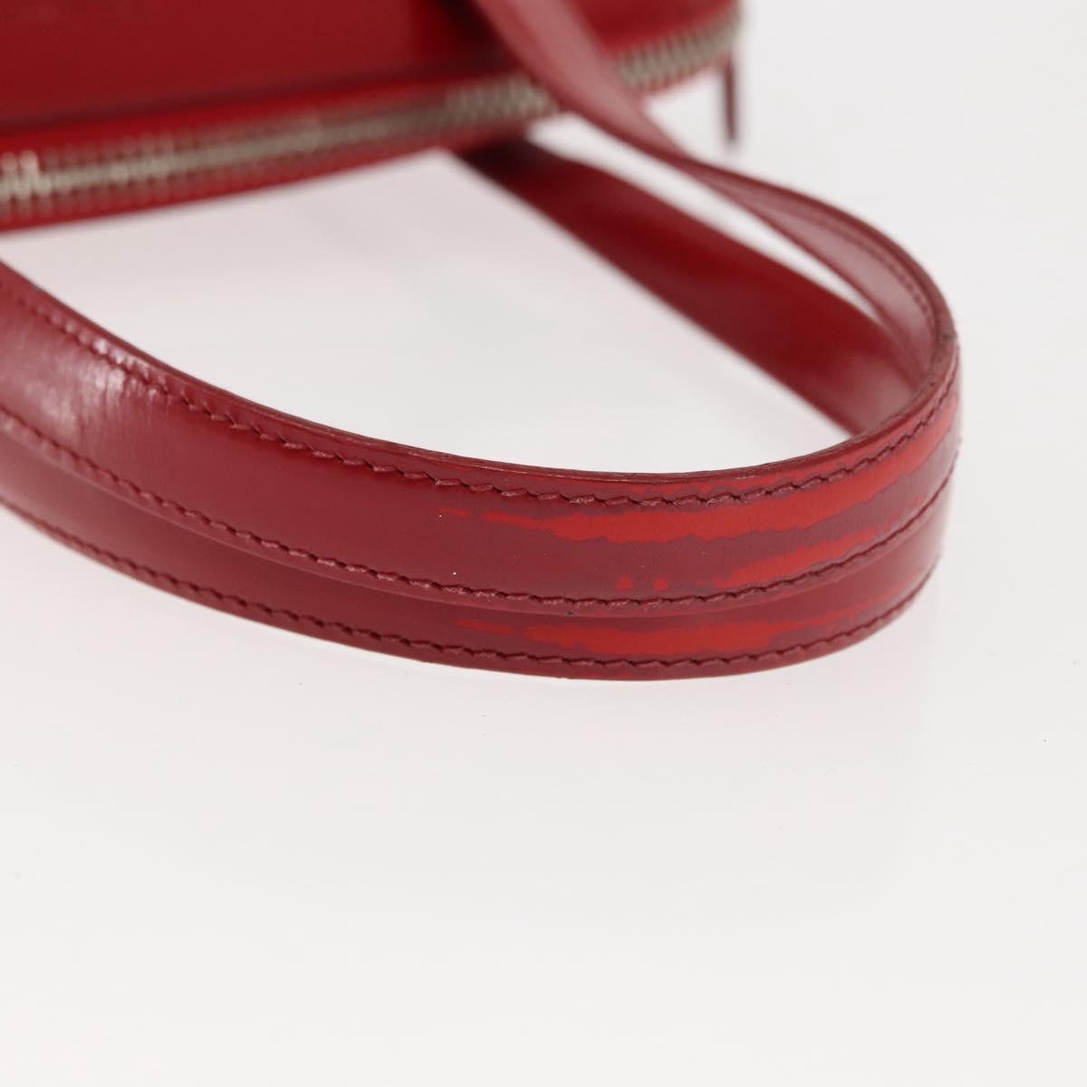 PRADA Hand Bag Enamel Red Silver Auth BA6875