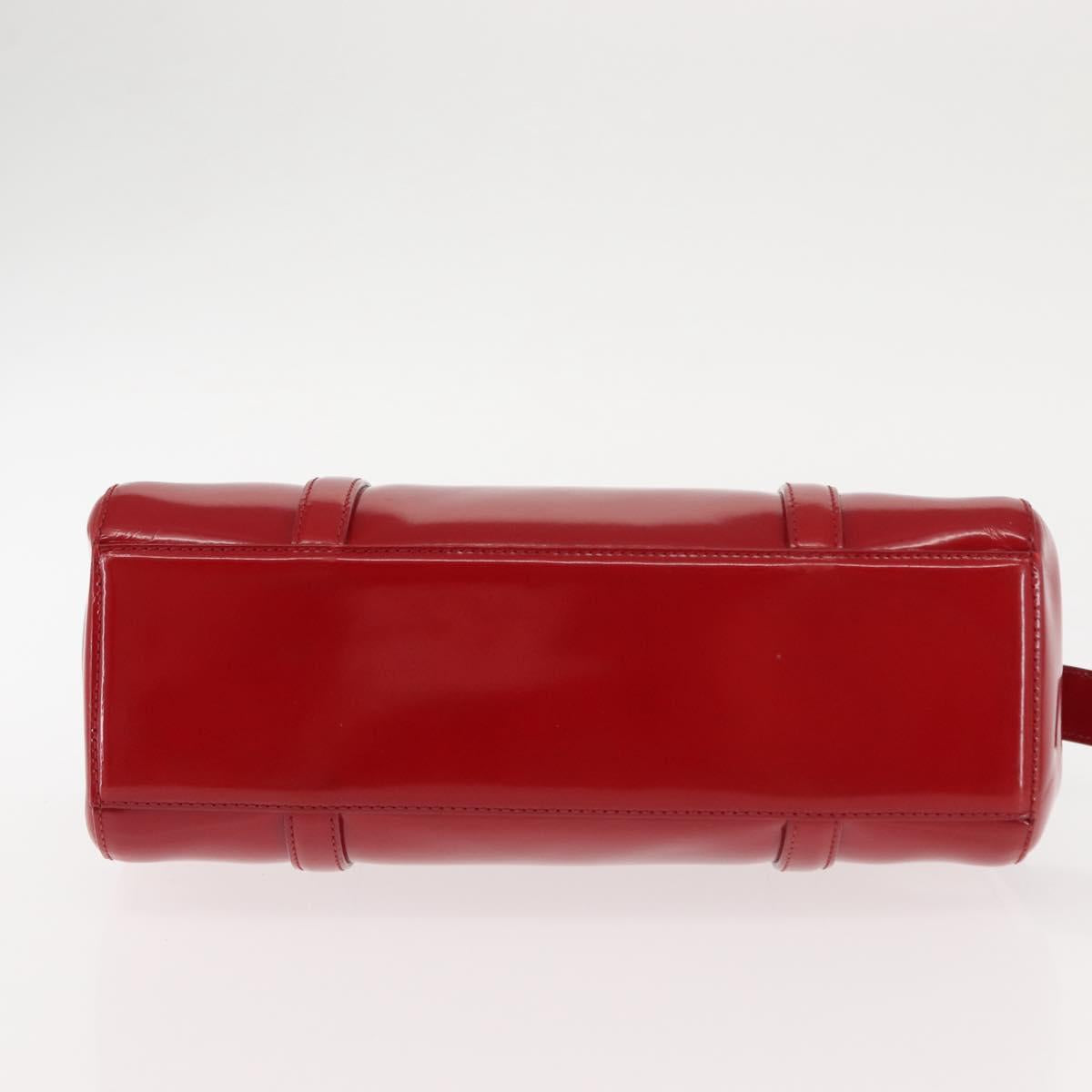 PRADA Hand Bag Enamel Red Silver Auth BA6875