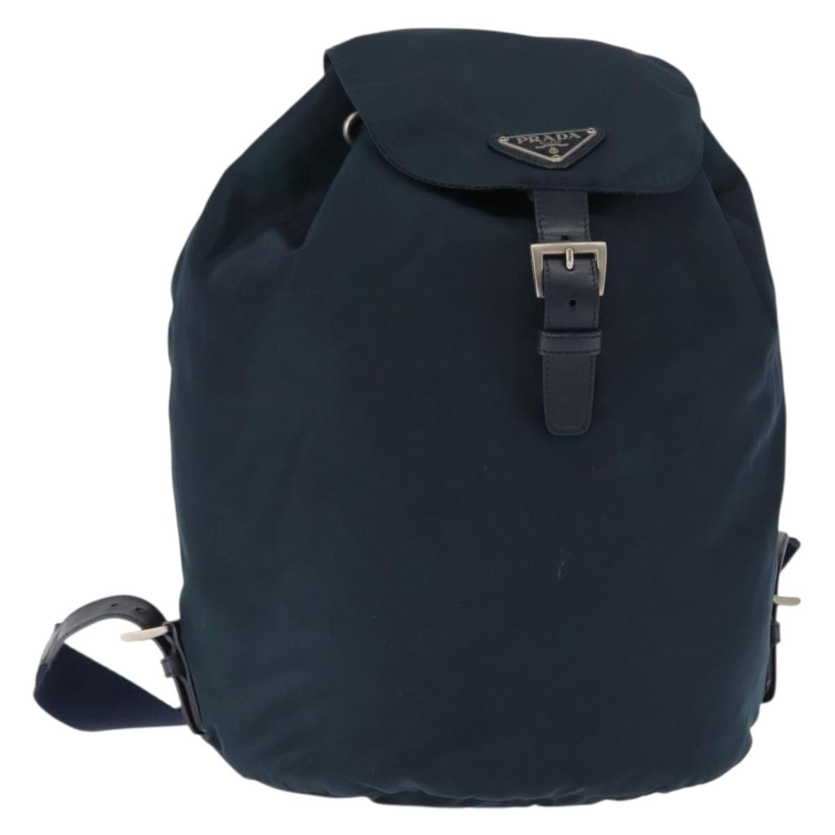 PRADA Backpack Nylon Navy Silver Auth BA6876
