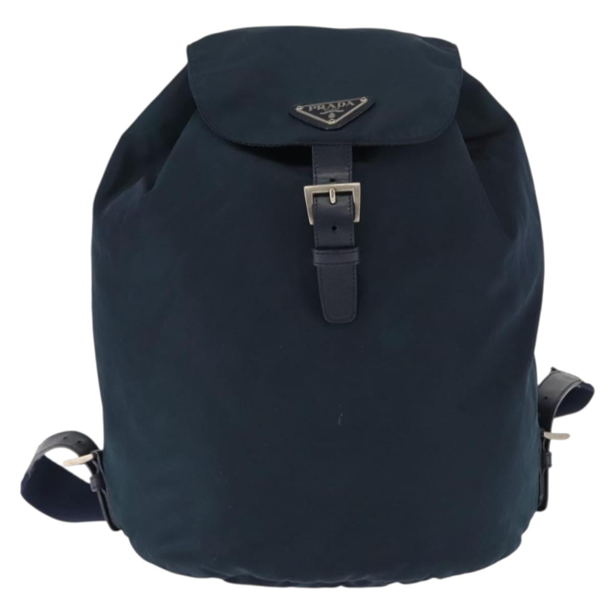 PRADA Backpack Nylon Navy Silver Auth BA6876