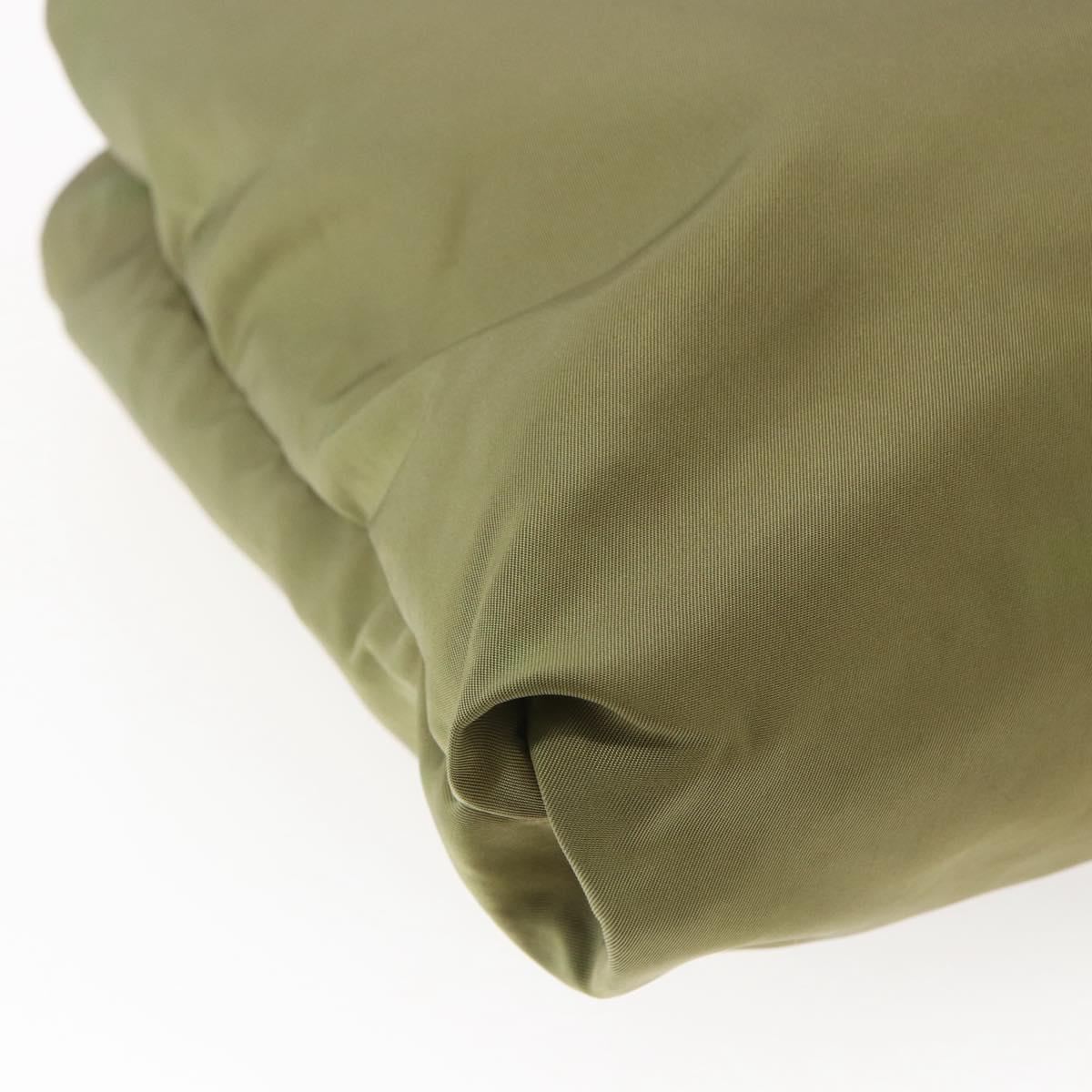 PRADA Tote Bag Nylon Khaki Silver Auth BA6878