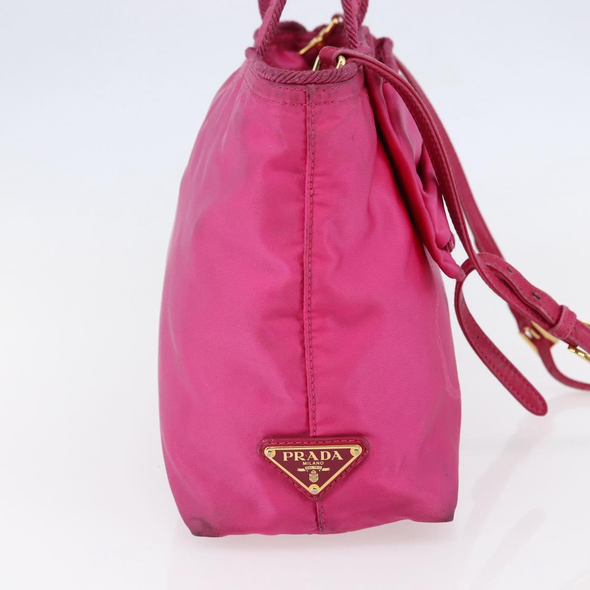 PRADA Hand Bag Nylon 2way Pink Gold Auth BA6879