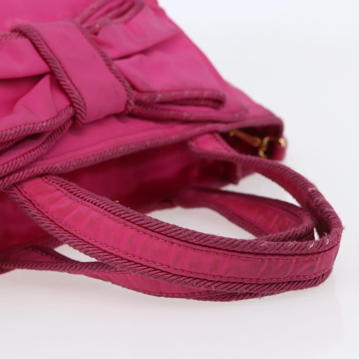 PRADA Hand Bag Nylon 2way Pink Gold Auth BA6879
