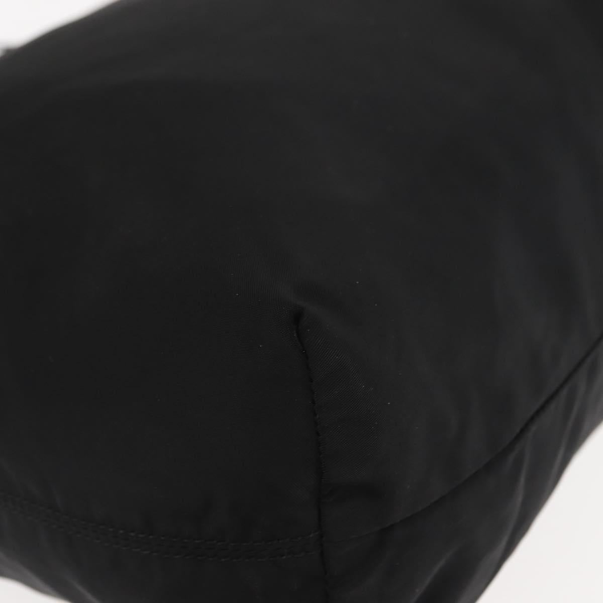 CELINE Tote Bag Nylon Enamel 2way Black Gold Auth BA6881