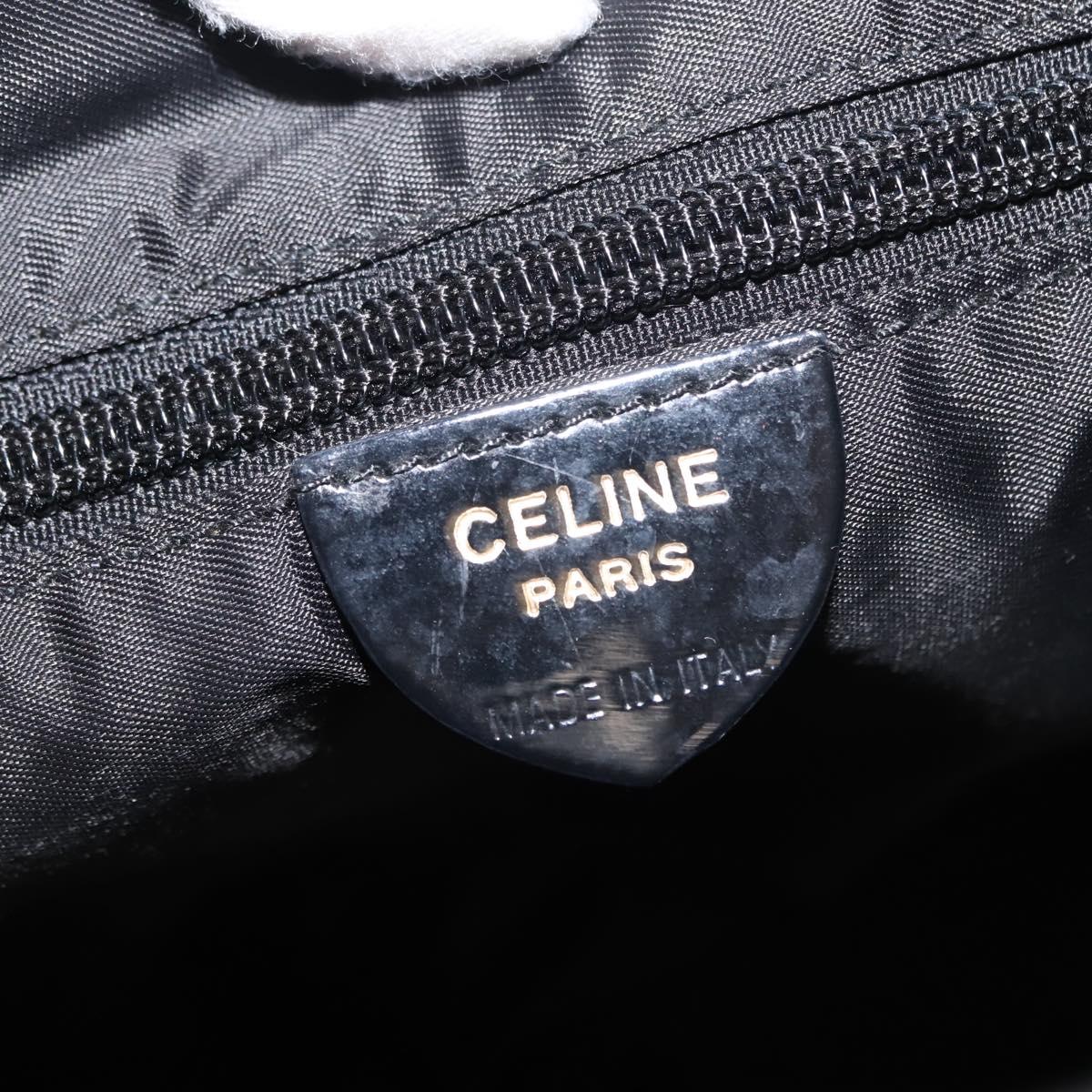 CELINE Tote Bag Nylon Enamel 2way Black Gold Auth BA6881