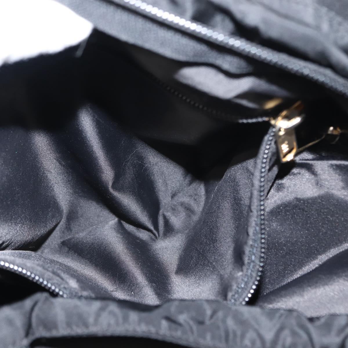 CELINE Tote Bag Nylon Enamel 2way Black Gold Auth BA6881