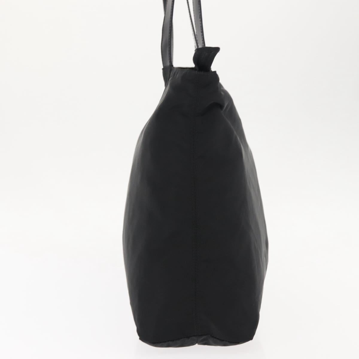CELINE Tote Bag Nylon Enamel 2way Black Gold Auth BA6881